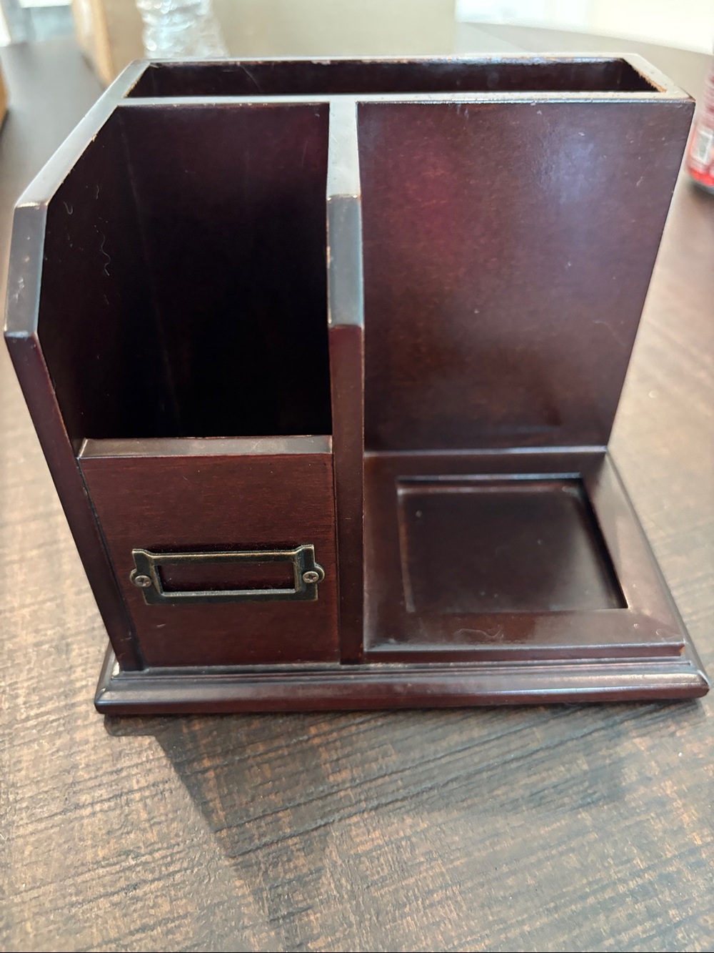 Pottery Barn Bedford Wood Desk Organizer Caddy - Mahogany Finish